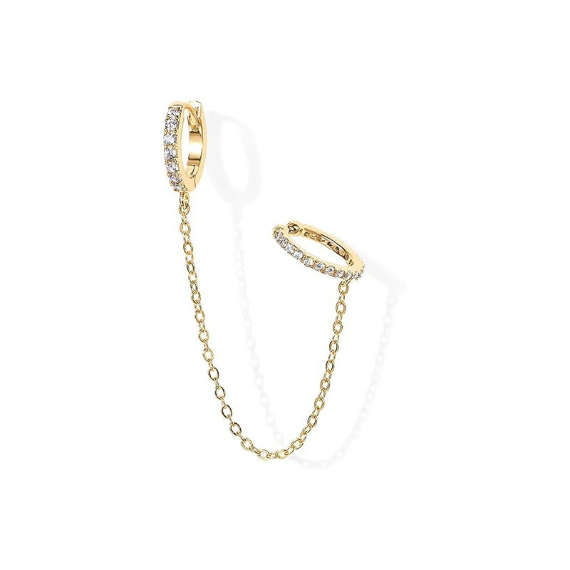 Damen modische Creolen mit eleganten Verbindungskettchen Shop Nory