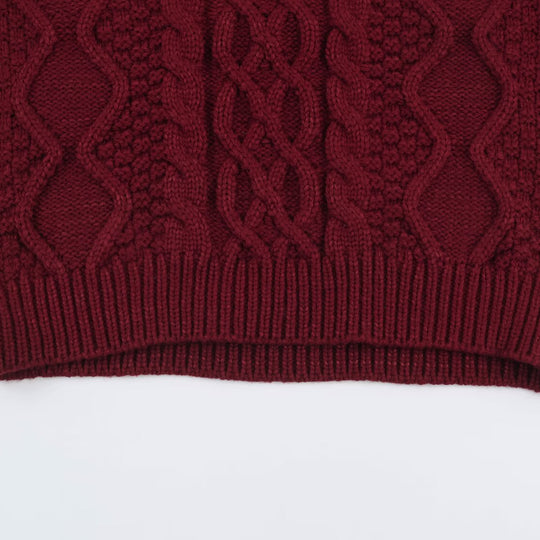 Damen Grobgestrickter Zopfstrick-Pullover mit Rundhals und Textur-Mix Shop Nory