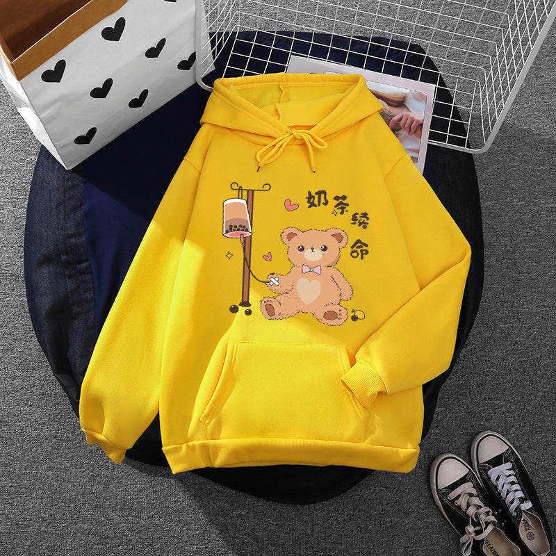 Damen nan Kapuzenpullover mit minimalistischer Grafik, lockerer Oversize-Passform und Kängurutasche Shop Nory