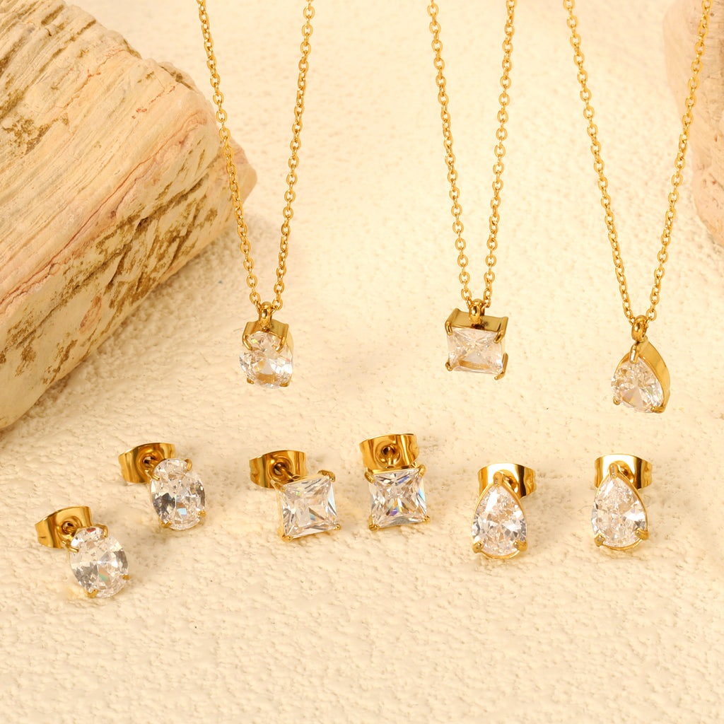 Damen Schmuckset mit elegantem Kristallanhänger und funkelnden Ohrsteckern Shop Nory