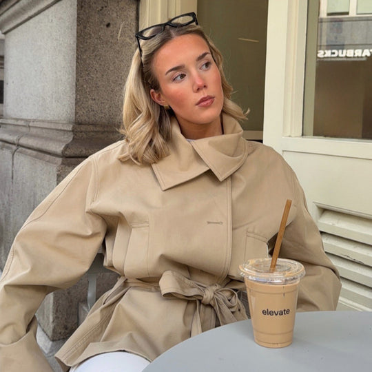 Damen Kurzjacke im Kimono-Stil mit Bindegürtel und überschnittenen Ärmeln Shop Nory