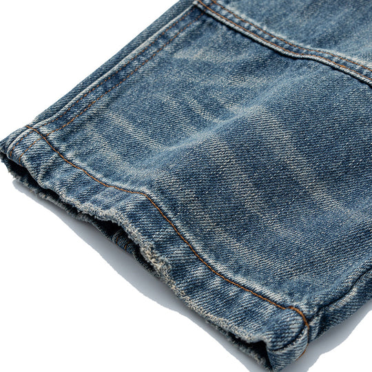 Damen Hochtaillierte Denimhose im weiten, verkürzten Schnitt mit Used‑Effekt und aufgesetzten Fronttaschen Shop Nory