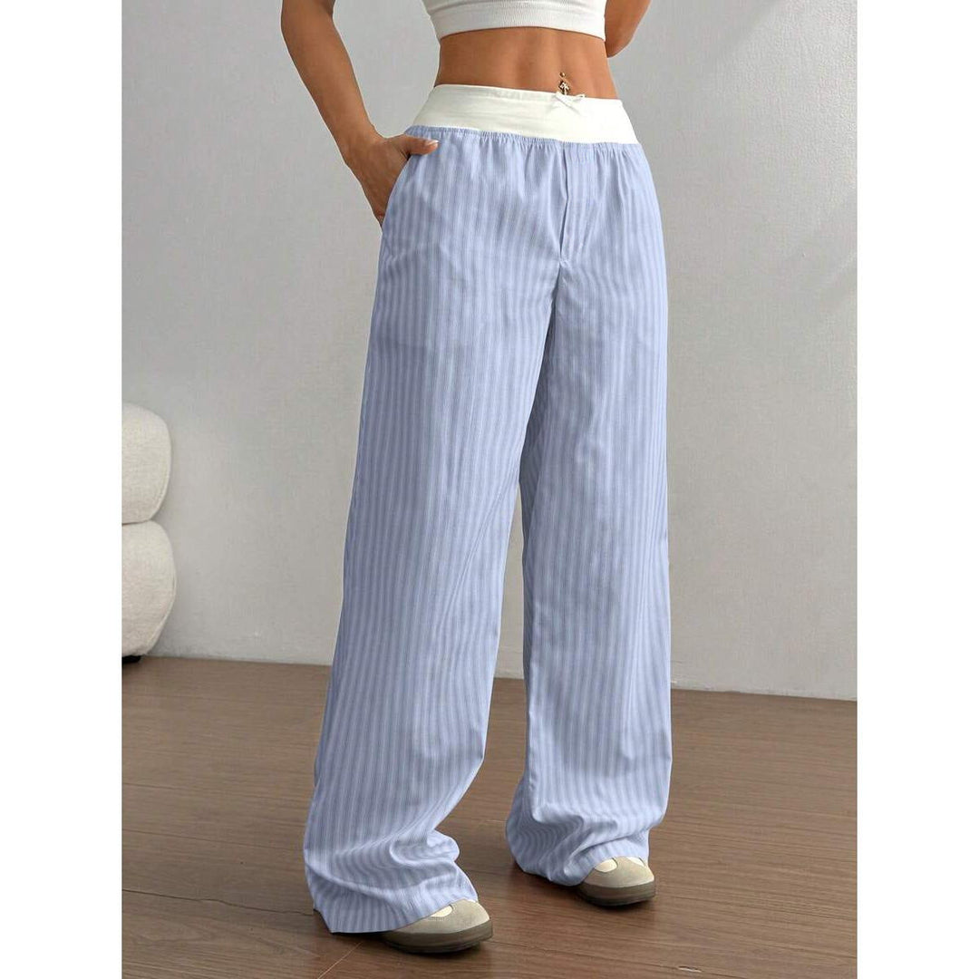 Damen lässige Palazzo-Hose mit breitem Bund