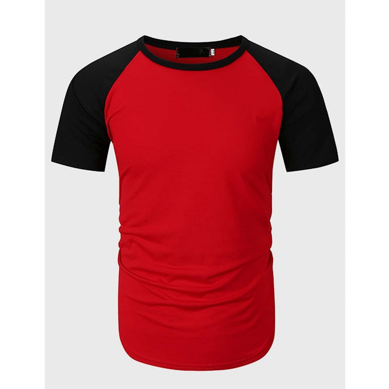 Herren Rundhalsshirt mit kontrastierenden Ärmeln und figurbetonter Passform