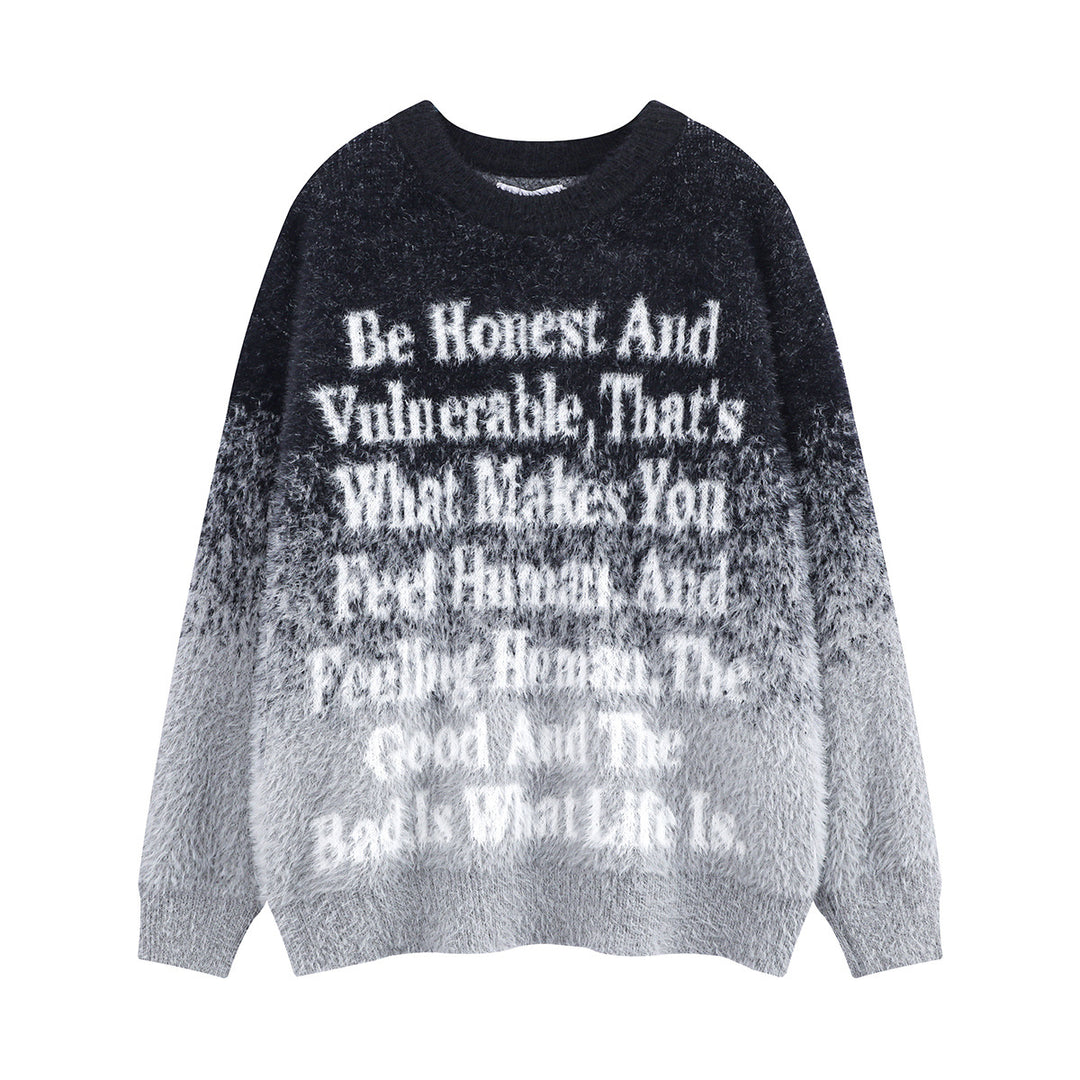 Damen Modischer Grobstrickpullover mit inspirierendem Schriftzug Shop Nory