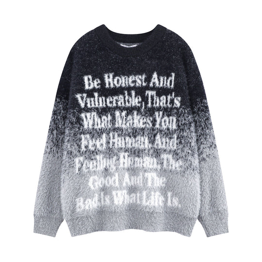 Damen Modischer Grobstrickpullover mit inspirierendem Schriftzug Shop Nory