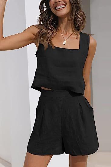 Damen Leichte Sommerbluse und Shorts Set