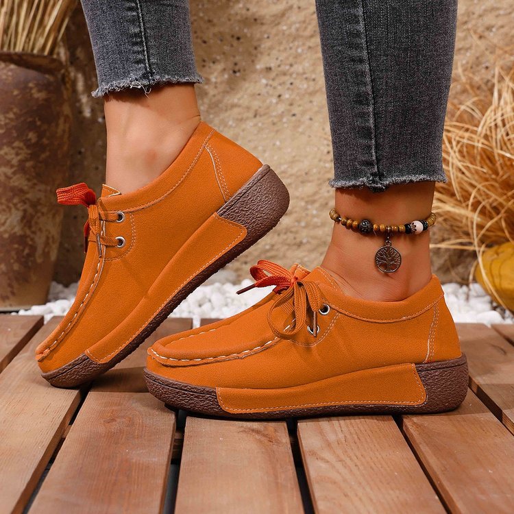 Damen Mokassins mit modischem Schnürdesign und rutschfester Sohle Shopnory