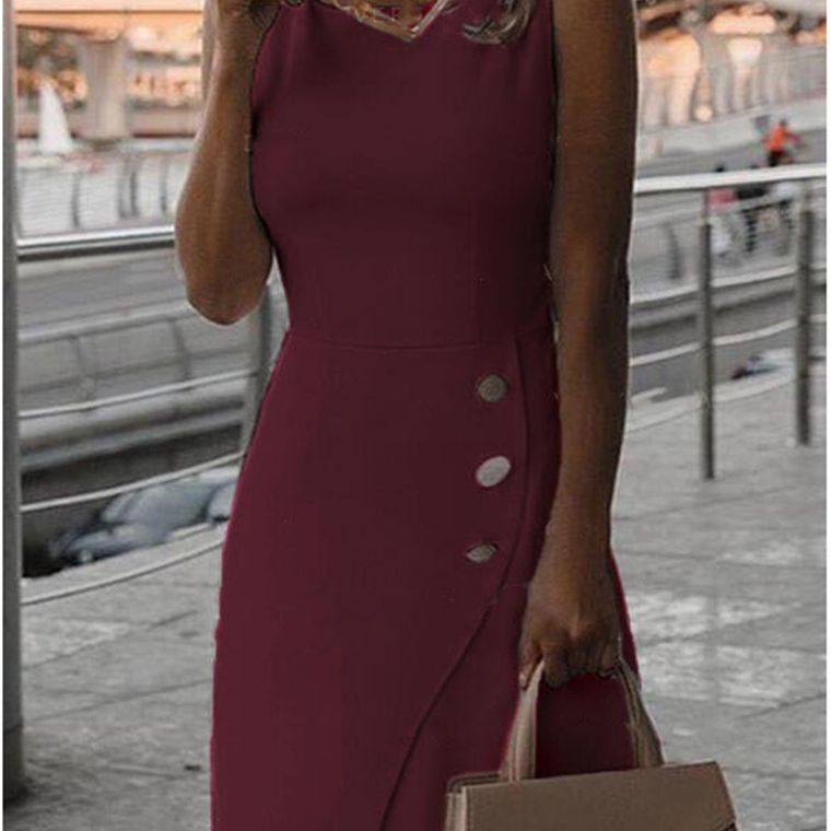Damen Elegantes Etui-Kleid mit Knopfdetail