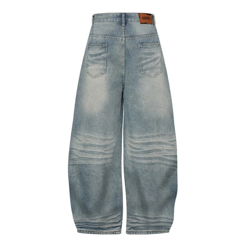 Damen Weite High‑Waist Ballon-Jeans mit Ziernähten Shop Nory
