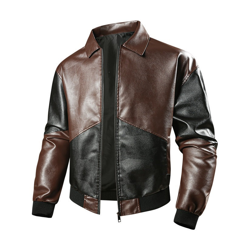 Herren Modische Kunstleder-Bomberjacke Shop Nory
