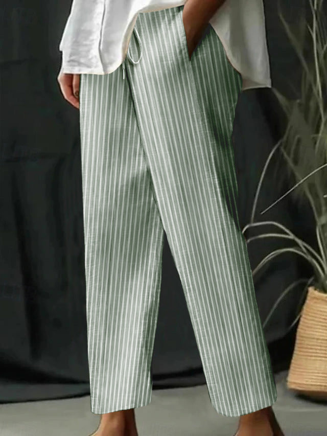 Damen Freizeithose mit gestreiftem Design und komfortablem Bund
