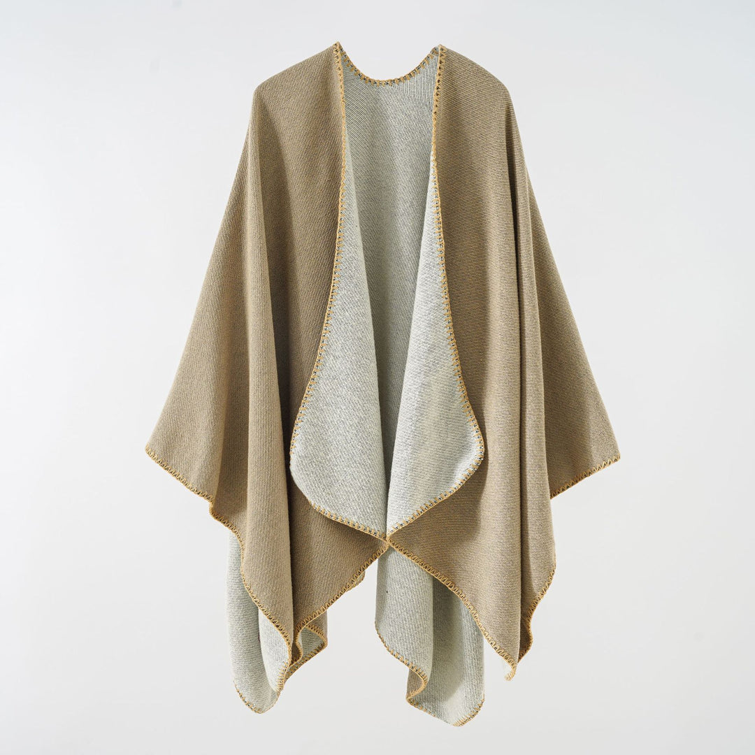 Damen Reversibler Strickponcho mit Zierkettnaht und Oversize-Fall Shop Nory