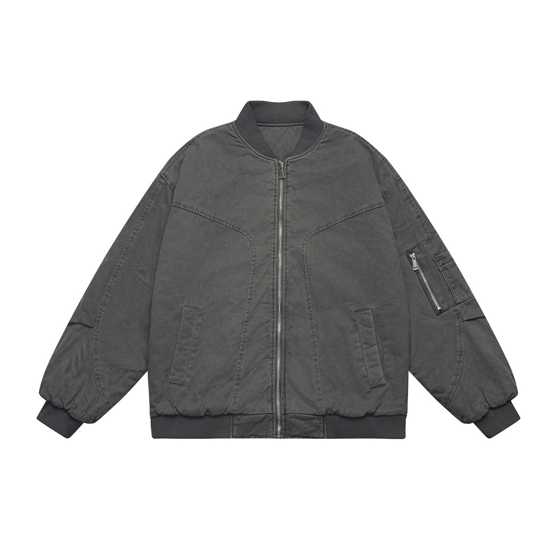 Unisex Oversize Utility‑Bomberjacke mit Ärmeltasche, elastischem Saum und verdeckten Eingriffstaschen Shop Nory