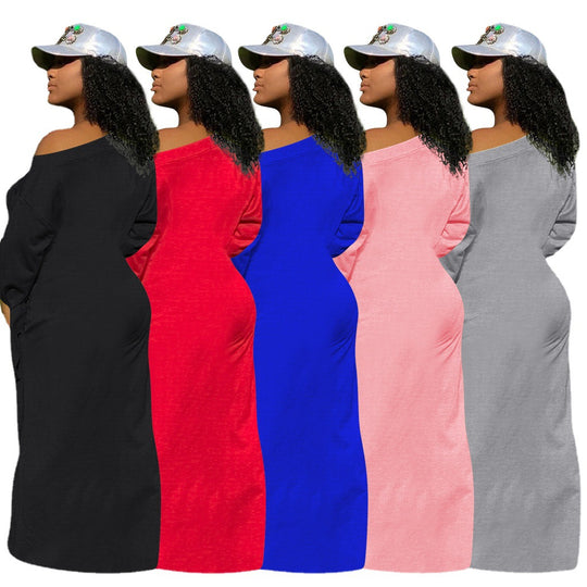 Damen Asymmetrisches Maxikleid mit Ein-Schulter, langen Ärmeln und Bindemanschetten Shop Nory
