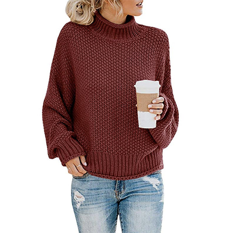 Damen Gemütlicher Pullover mit hohem Kragen und strukturierter Maschenoptik