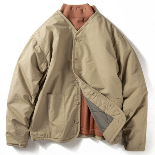 Herren Leichte gesteppte kragenlose Übergangsjacke mit Knopfleiste und aufgesetzten Taschen Shop Nory