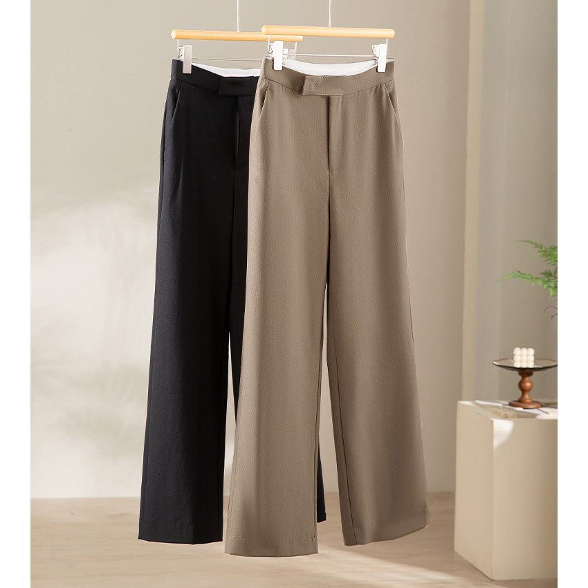 Damen Weite High‑Waist-Hose in Satin‑Optik mit Bügelfalte und seitlichen Eingrifftaschen Shop Nory