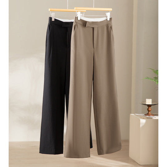Damen Weite High‑Waist-Hose in Satin‑Optik mit Bügelfalte und seitlichen Eingrifftaschen Shop Nory
