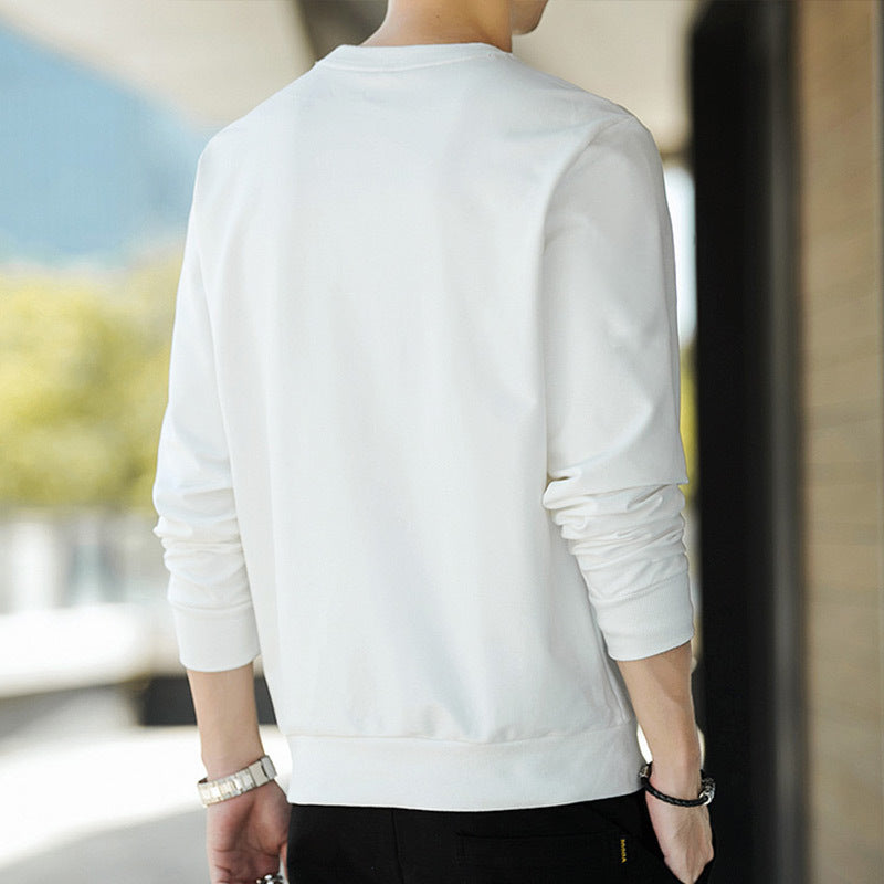 Herren Minimalistisches Baumwoll-Sweatshirt mit Rundhals und gerippten Bündchen Shop Nory