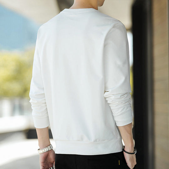 Herren Minimalistisches Baumwoll-Sweatshirt mit Rundhals und gerippten Bündchen Shop Nory