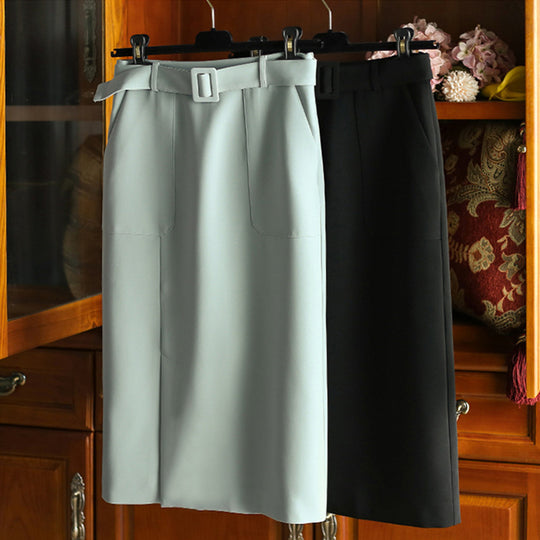 Damen Eleganter High-Waist Bleistiftrock mit Gürtel Shop Nory