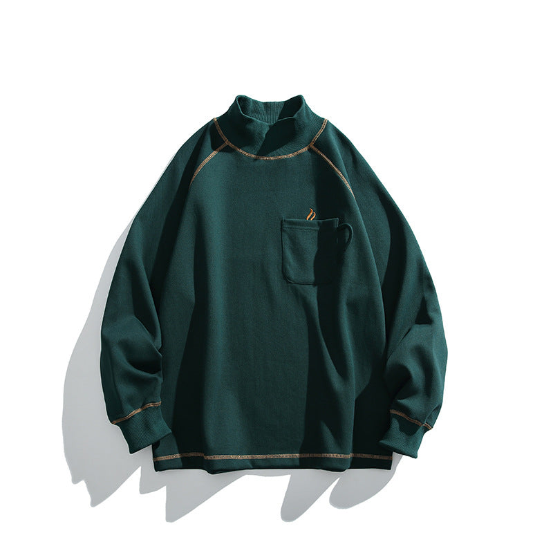 Unisex Oversize-Halbkragen-Sweatshirt mit Raglanärmeln und Brusttasche Shop Nory