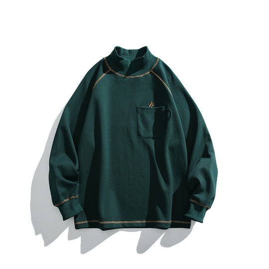 Unisex Oversize-Halbkragen-Sweatshirt mit Raglanärmeln und Brusttasche Shop Nory