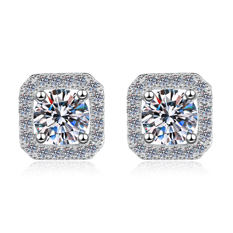 Damen Ohrringe mit quadratischem Zirkonia und funkelndem Rahmen Shop Nory