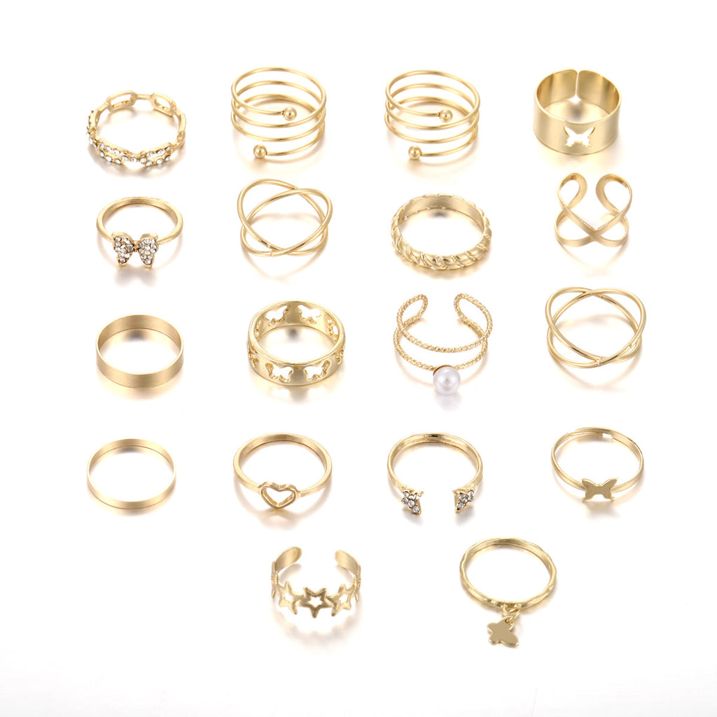 Damen Ring-Set mit kreativen Designs und funkelnden Akzenten Shop Nory