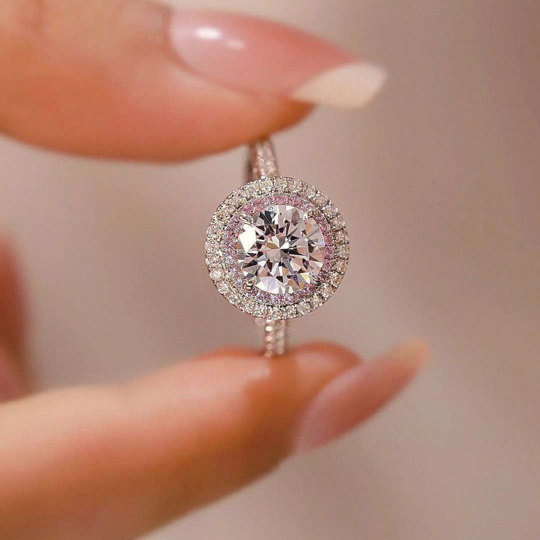 Damen eleganter Halo-Ring mit funkelndem Kristallbesatz Shop Nory