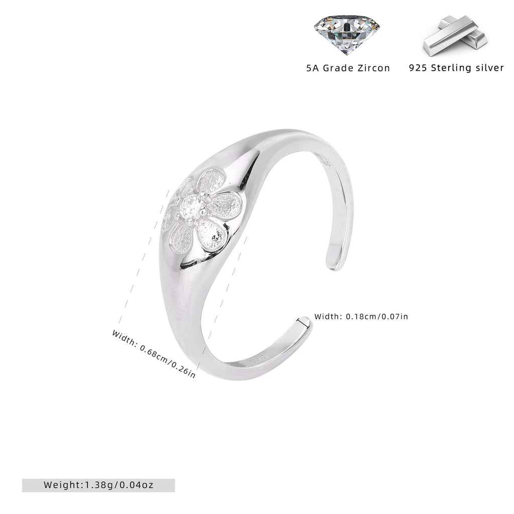 Damen Ring mit Blumenmotiv und funkelndem Zirkonbesatz Shop Nory