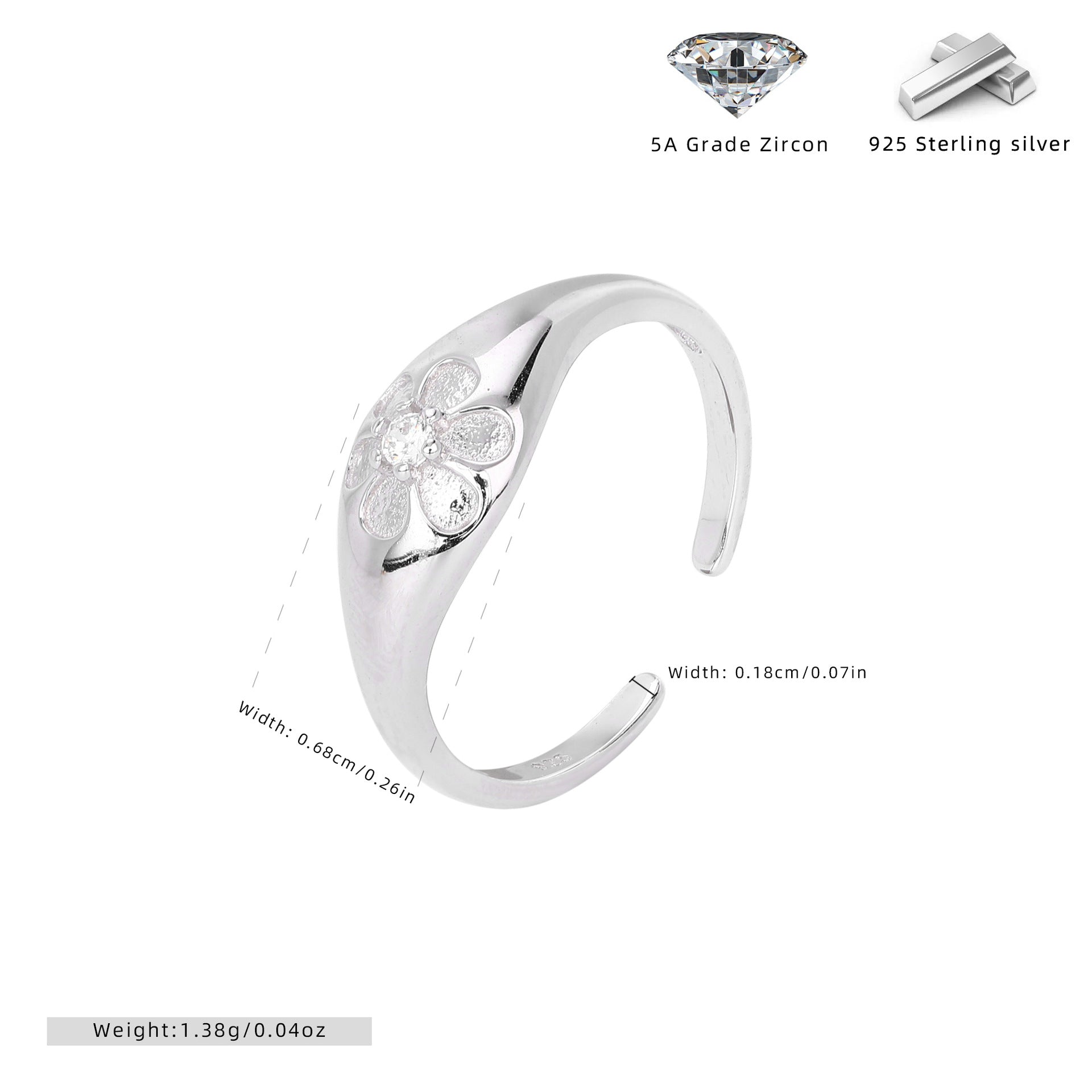Damen Ring mit Blumenmotiv und funkelndem Zirkonbesatz Shop Nory