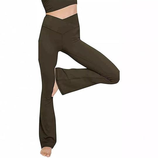 Damen Bootcut Yoga-Hose aus elastischem Material mit hohem Bund Shopnory
