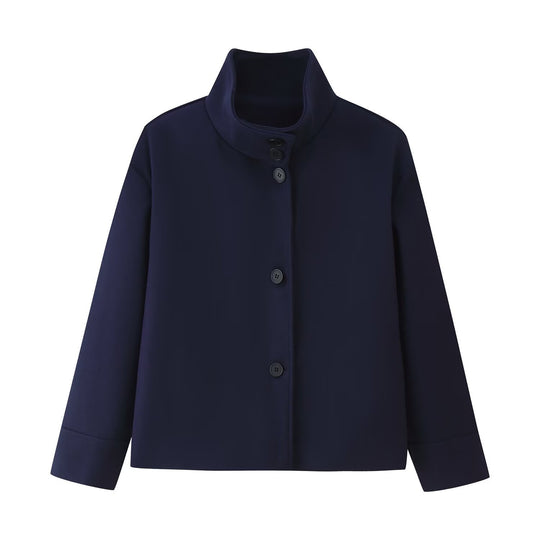 Damen Kurze kastige Jacke mit Stehkragen und durchgehender Knopfleiste Shop Nory