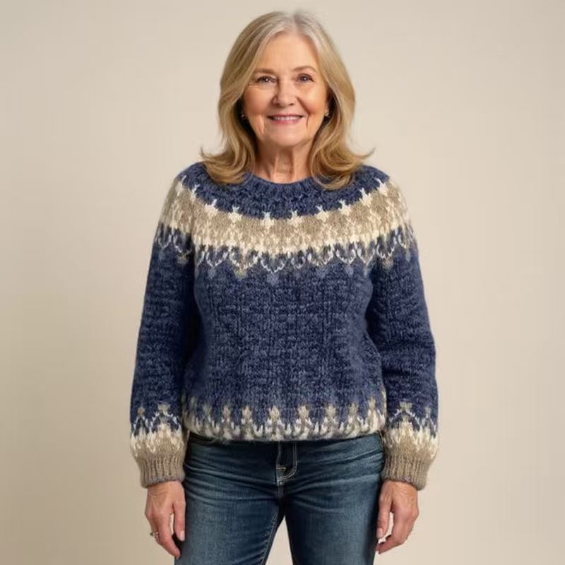 Damen nan kuscheliger Norweger-Strickpullover mit Stehkragen und Oversize-Passform Shop Nory
