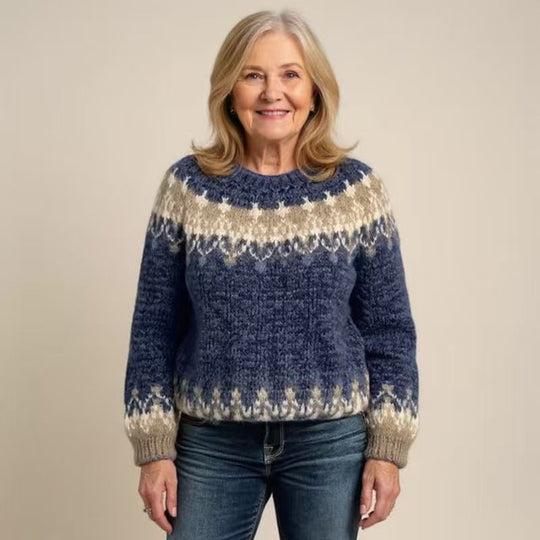 Damen nan kuscheliger Norweger-Strickpullover mit Stehkragen und Oversize-Passform Shop Nory