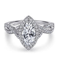 Damen eleganter Verlobungsring mit ovalem Hauptstein und kunstvollem Zirkonia-Besatz Shop Nory