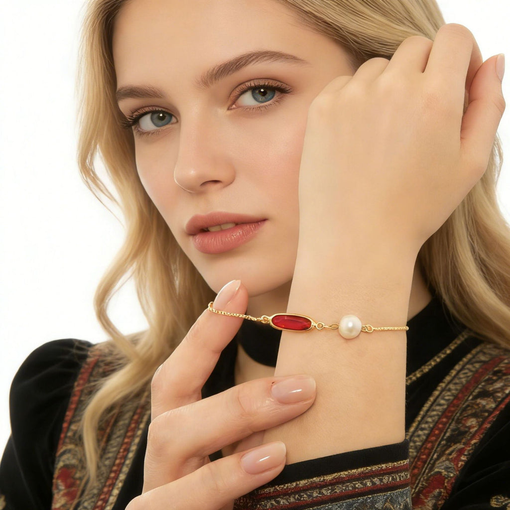 Damen elegante Halskette mit bunten Edelsteinen Shop Nory
