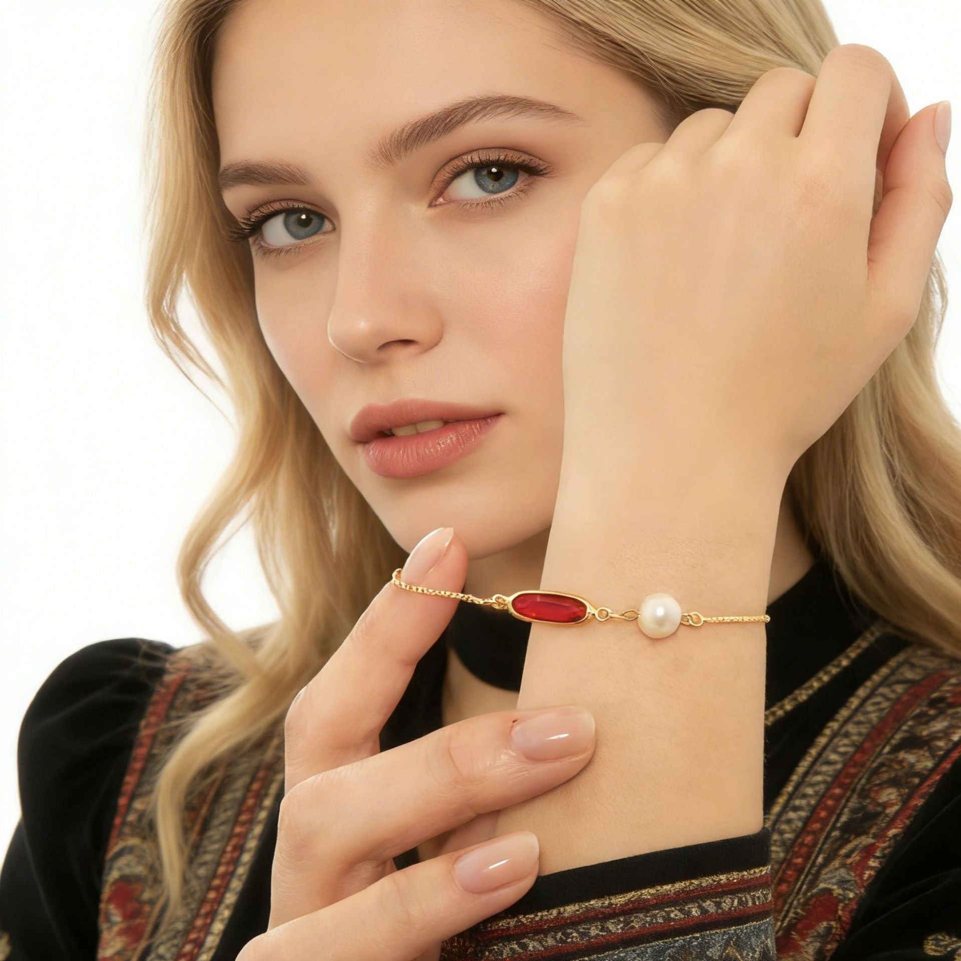 Damen elegante Halskette mit bunten Edelsteinen Shop Nory