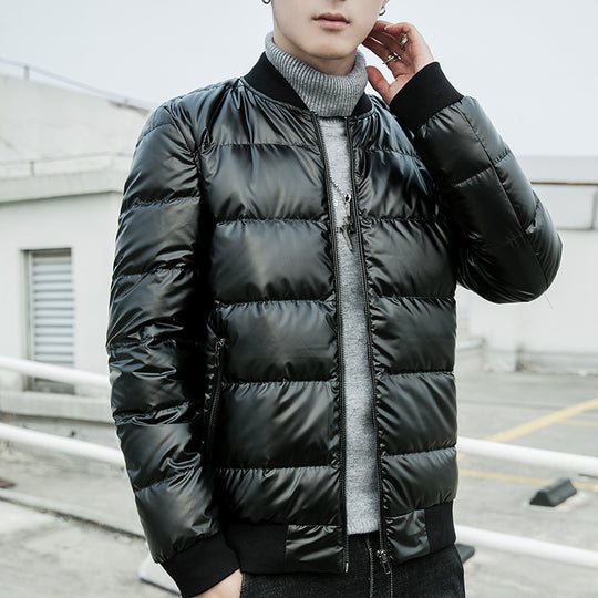 Herren gesteppte glänzende Thermo-Bomberjacke mit leichter Isolierung und gerippten Bündchen Shop Nory