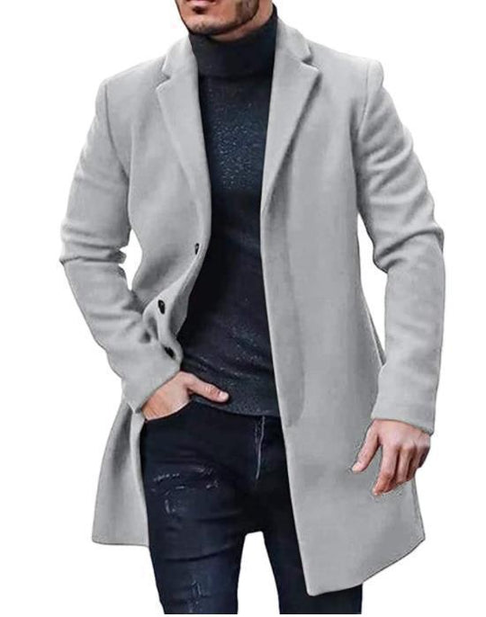 Herren nan midilanger Wollmix Mantel mit schlanker Silhouette und eleganter Knopfreihe Shop Nory