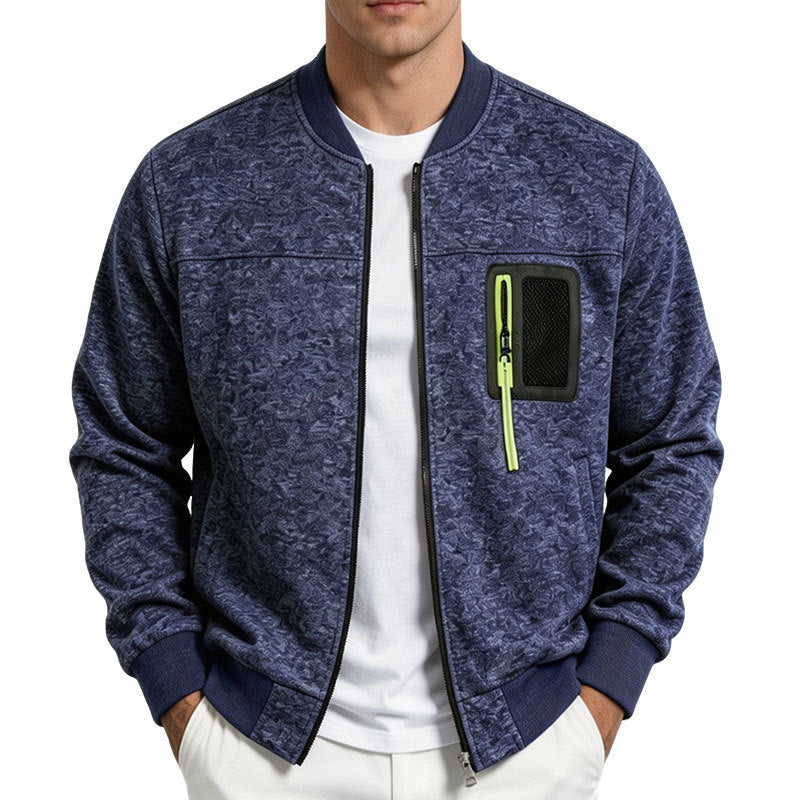 Herren strukturierte Bomberjacke mit Camouflage-Struktur und Reißverschluss-Brusttasche Shop Nory