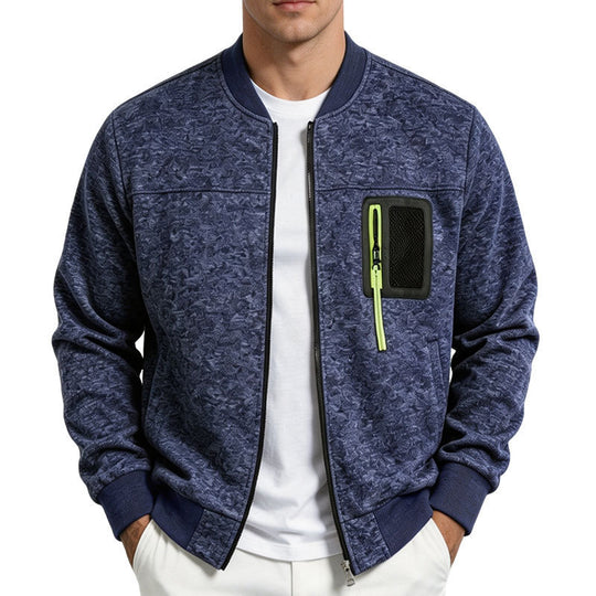 Herren strukturierte Bomberjacke mit Camouflage-Struktur und Reißverschluss-Brusttasche Shop Nory