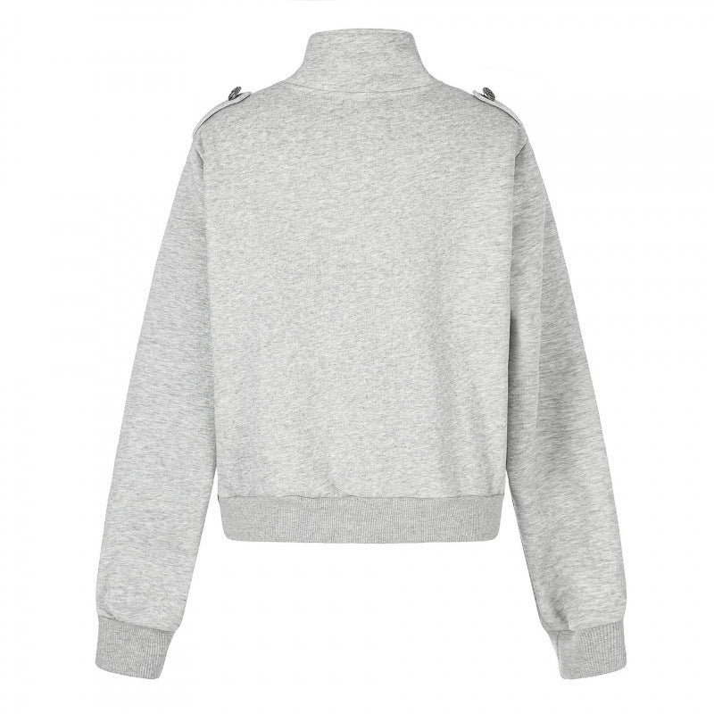 Unisex Sweatjacke im Military-Look mit doppelter Knopfleiste Shop Nory
