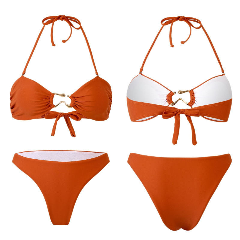 Damen Bandeau Bikini mit elegantem Gold-Detail Shopnory