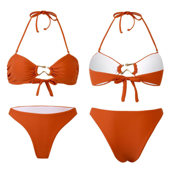 Damen Bandeau Bikini mit elegantem Gold-Detail Shopnory