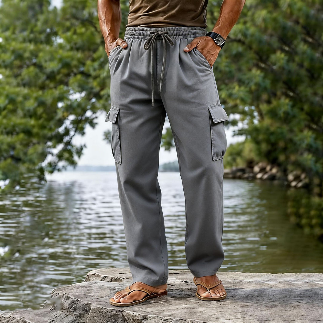 Herren leichte Cargo-Freizeithose mit elastischem Tunnelzugbund und geradem Bein Shop Nory