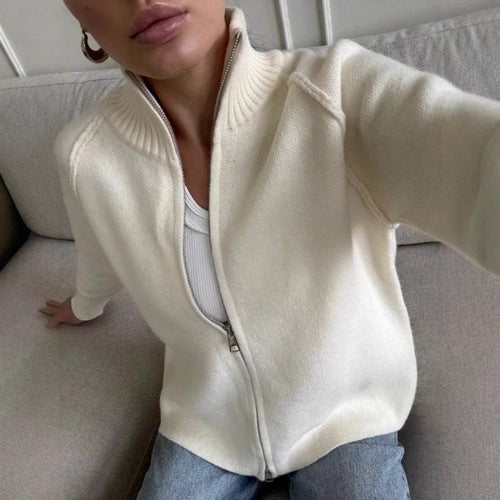 Damen Modische Strickjacke mit Reißverschluss Shop Nory