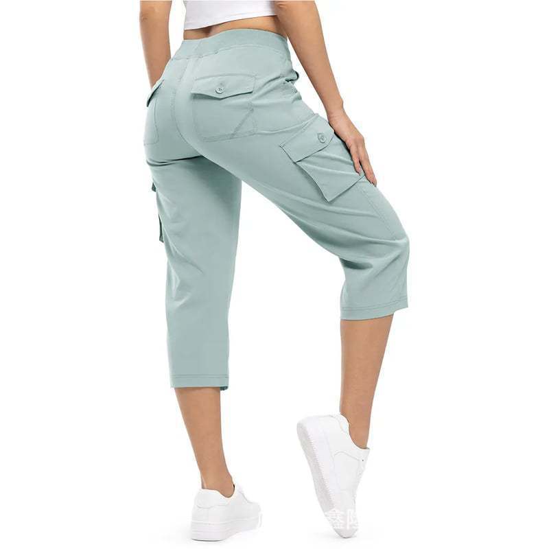Damen Capri Cargo-Hosen in Bermuda-Länge mit hoher Taille und aufgesetzten Klappentaschen Shop Nory